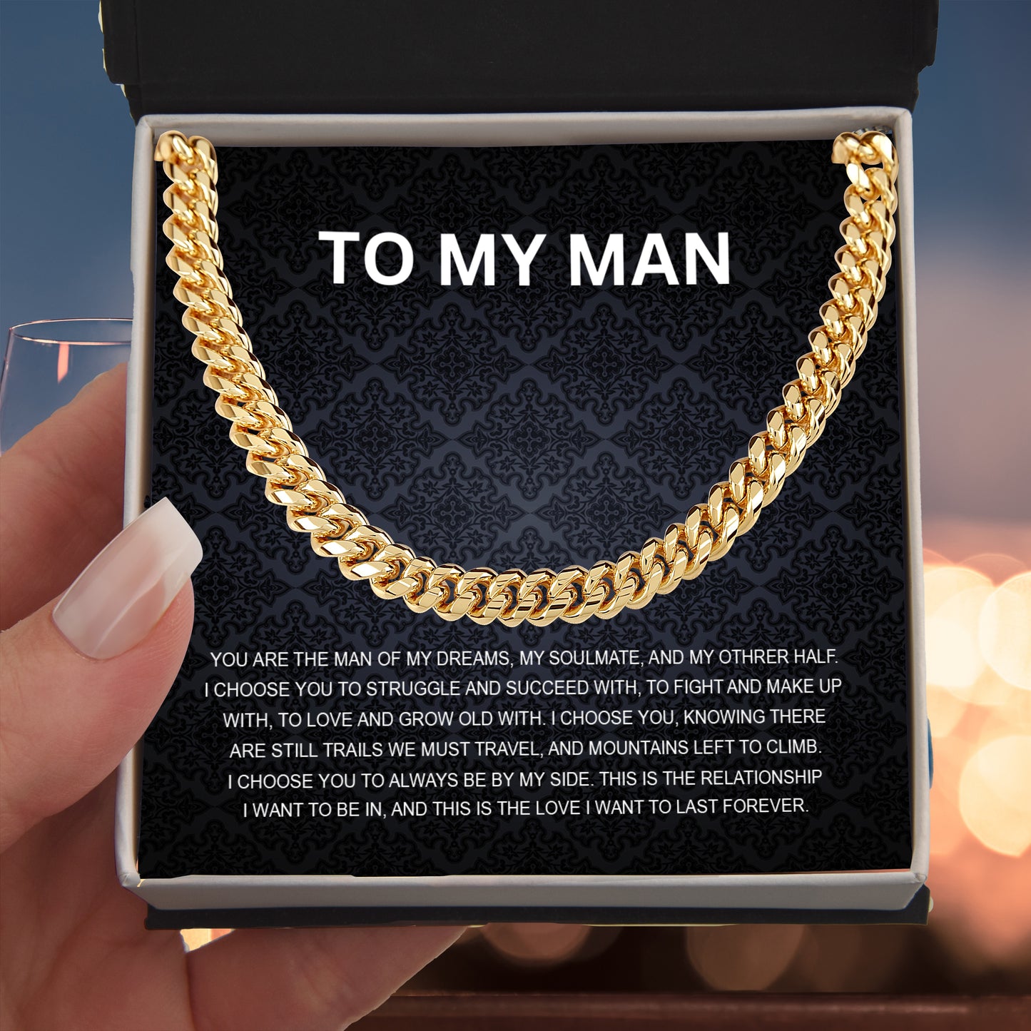 To My Man - My Soulmate - Personalized Cuban Chain Link Necklace - Mallard Moon Gift Shop