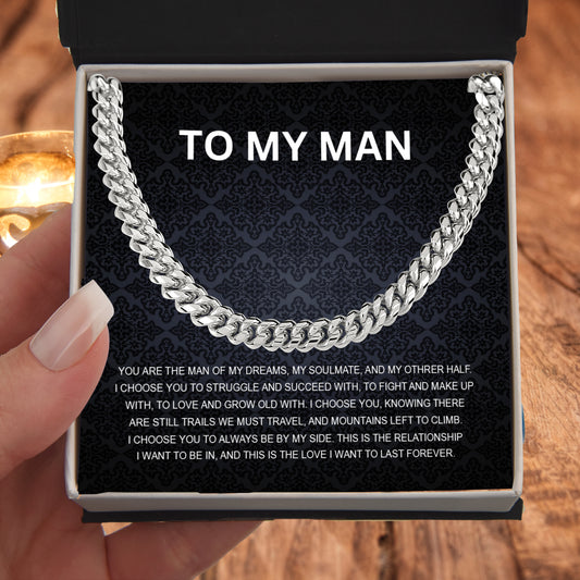 To My Man - My Soulmate - Personalized Cuban Chain Link Necklace - Mallard Moon Gift Shop
