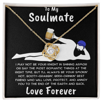 To My Soulmate Dazzling Love Knot Necklace with Message Card and Gift Box - Mallard Moon Gift Shop