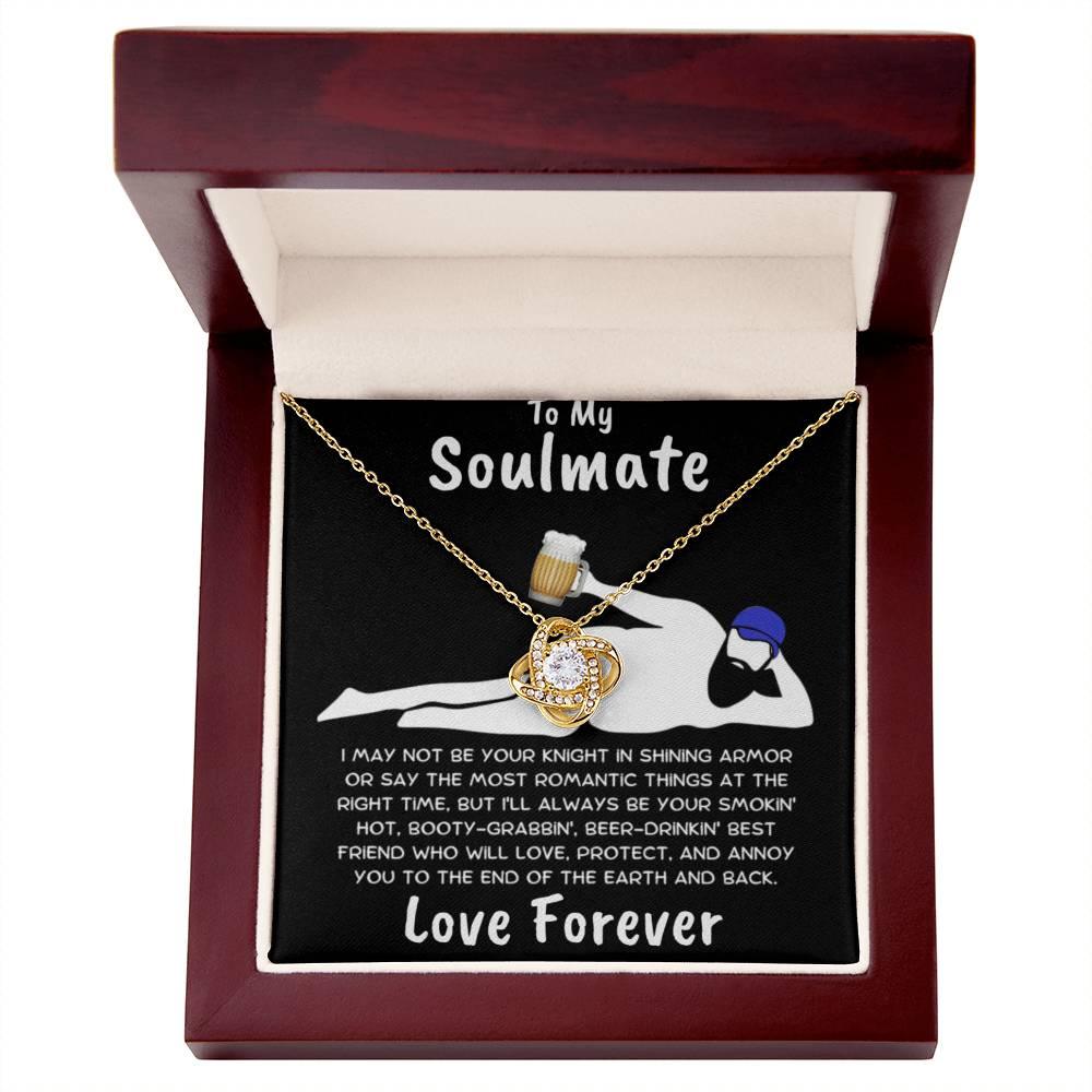 To My Soulmate Dazzling Love Knot Necklace with Message Card and Gift Box - Mallard Moon Gift Shop