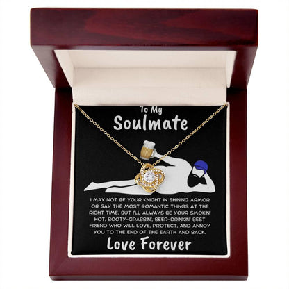 To My Soulmate Dazzling Love Knot Necklace with Message Card and Gift Box - Mallard Moon Gift Shop