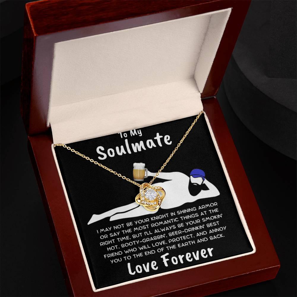To My Soulmate Dazzling Love Knot Necklace with Message Card and Gift Box - Mallard Moon Gift Shop