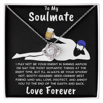 To My Soulmate Dazzling Love Knot Necklace with Message Card and Gift Box - Mallard Moon Gift Shop