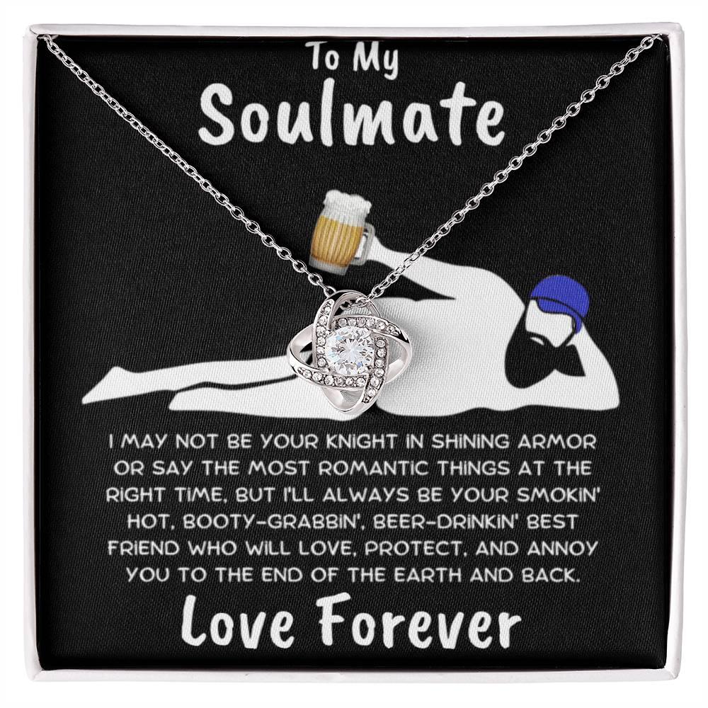 To My Soulmate Dazzling Love Knot Necklace with Message Card and Gift Box - Mallard Moon Gift Shop