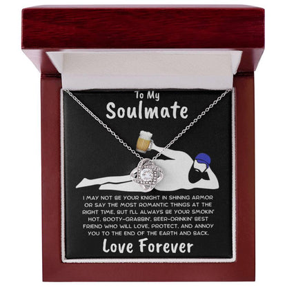 To My Soulmate Dazzling Love Knot Necklace with Message Card and Gift Box - Mallard Moon Gift Shop