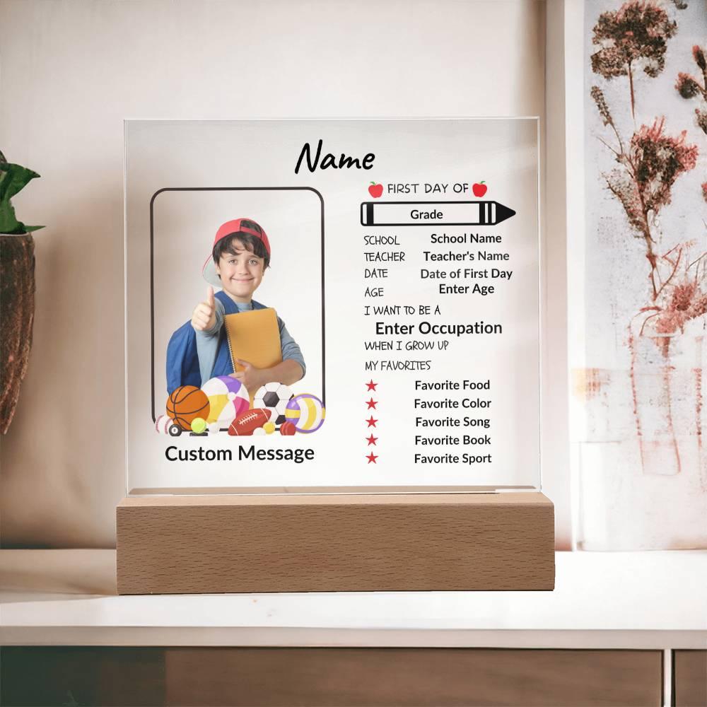 First Day of School Personalized Photo Acrylic Keepsake Plaque - Mallard Moon Gift Shop