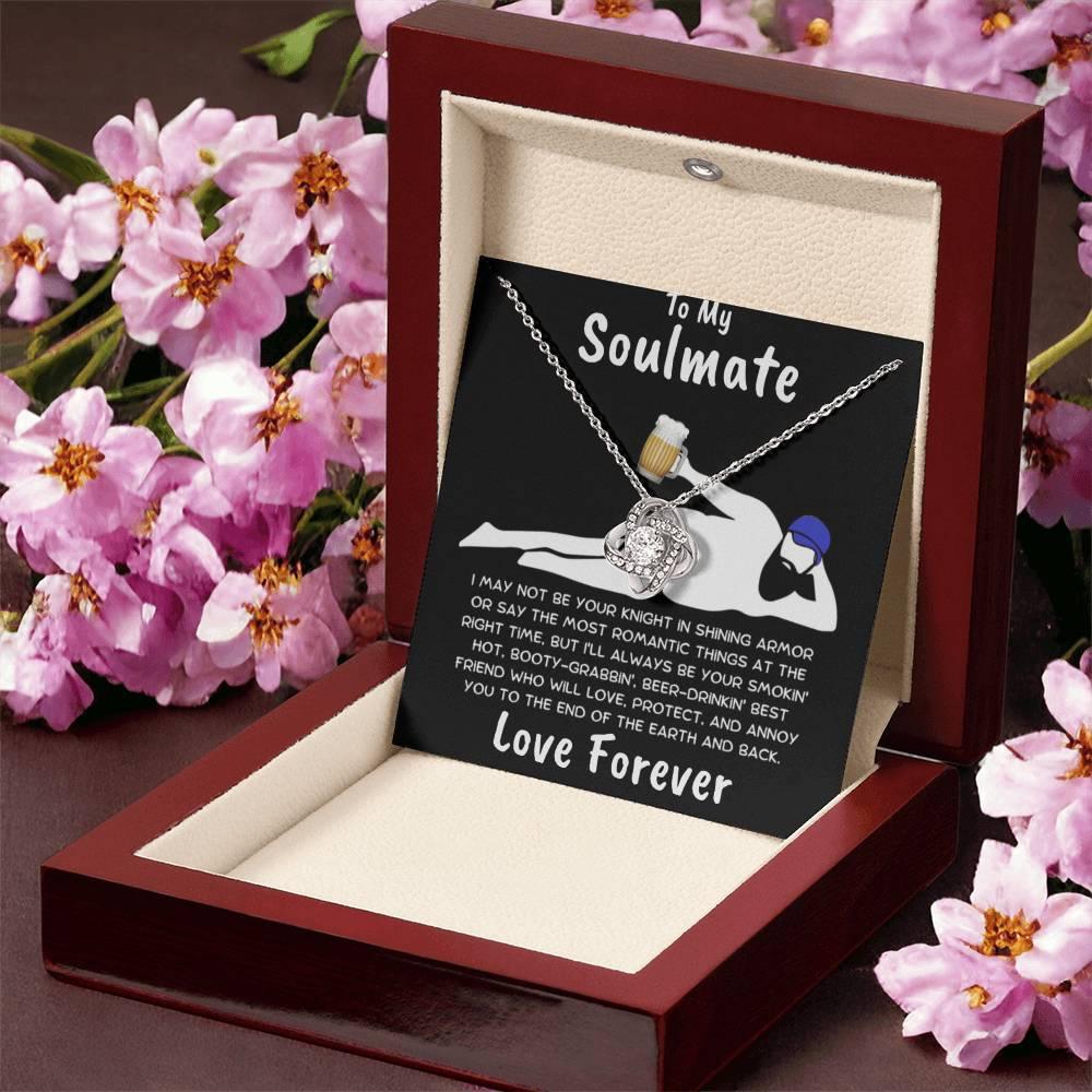 To My Soulmate Dazzling Love Knot Necklace with Message Card and Gift Box - Mallard Moon Gift Shop