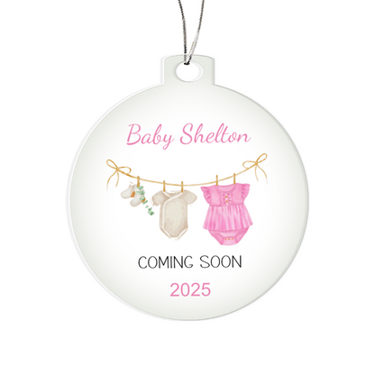 Personalized Baby Coming Soon Christmas Ornament 2025 – Custom Pregnancy Announcement Keepsake Ornament for New Parents, Grandparents & Family