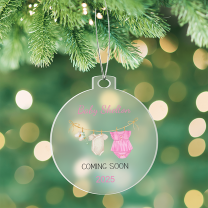 Personalized Baby Coming Soon Christmas Ornament 2025 – Custom Pregnancy Announcement Keepsake Ornament for New Parents, Grandparents & Family
