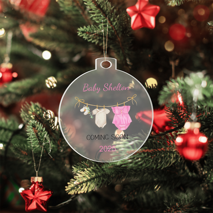 Personalized Baby Coming Soon Christmas Ornament 2025 – Custom Pregnancy Announcement Keepsake Ornament for New Parents, Grandparents & Family
