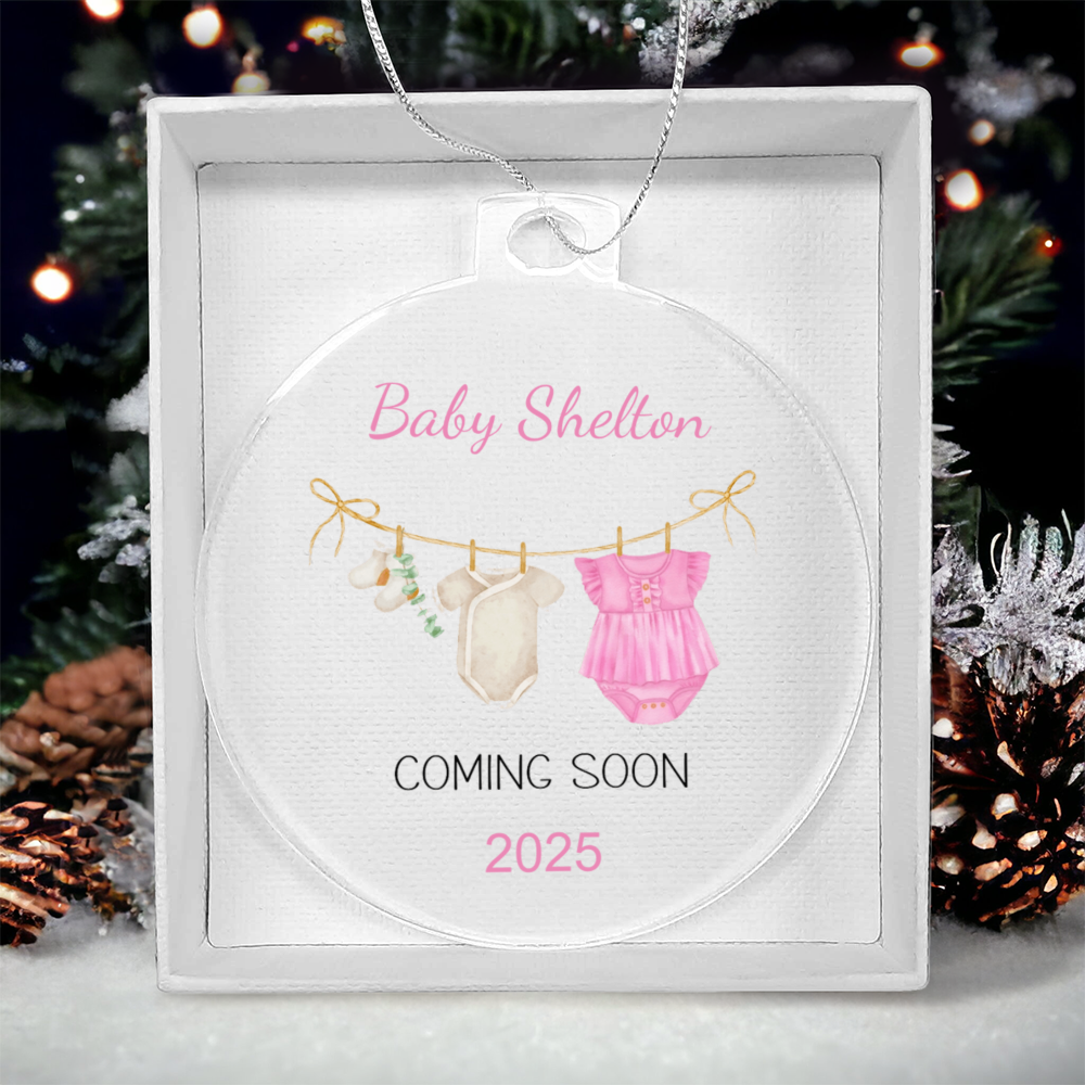 Personalized Baby Coming Soon Christmas Ornament 2025 – Custom Pregnancy Announcement Keepsake Ornament for New Parents, Grandparents & Family