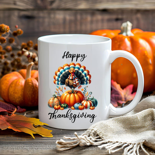 Happy Thanksgiving Ceramic Mug – Perfect for Holiday Cheer! - Mallard Moon Gift Shop