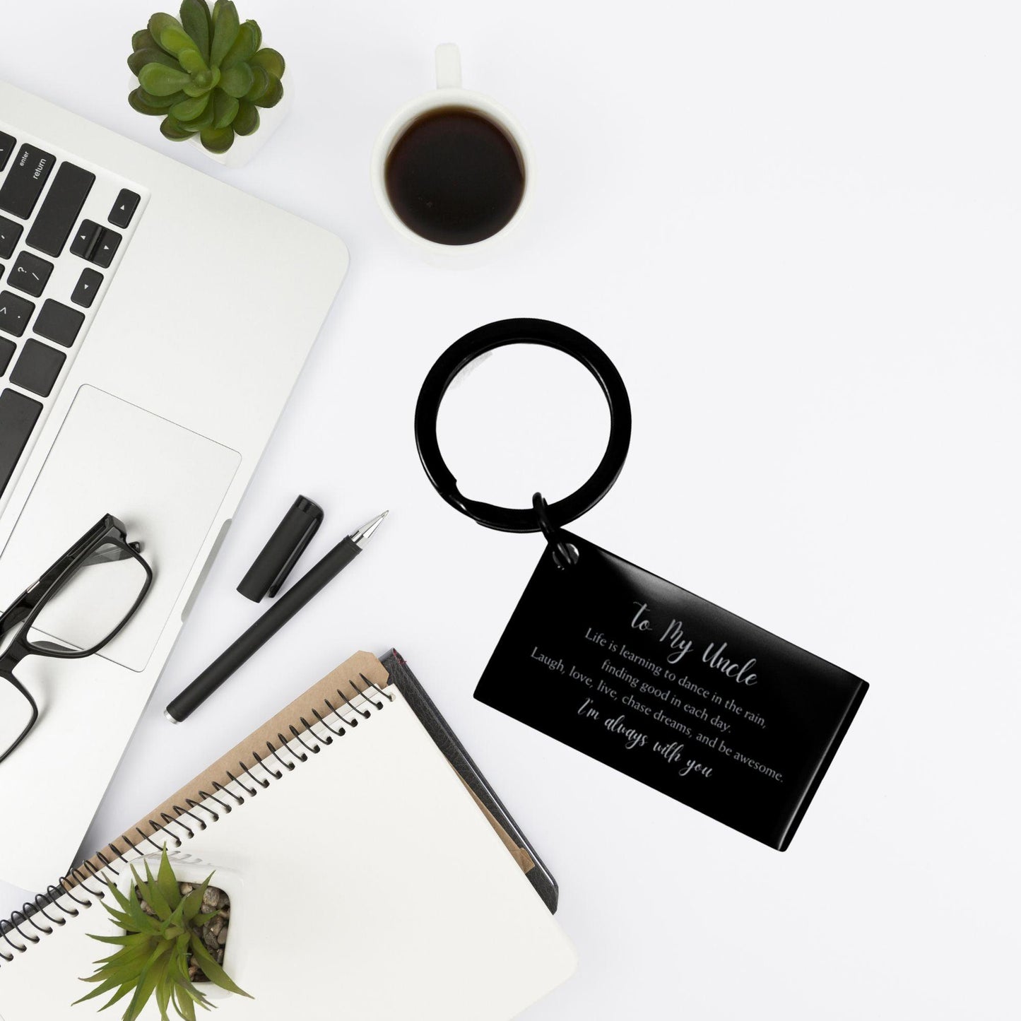 Uncle Black Engraved Keychain, Motivational Christmas, Birthday Gifts Life is learning to dance in the rain, finding good in each day. I'm always with you - Mallard Moon Gift Shop