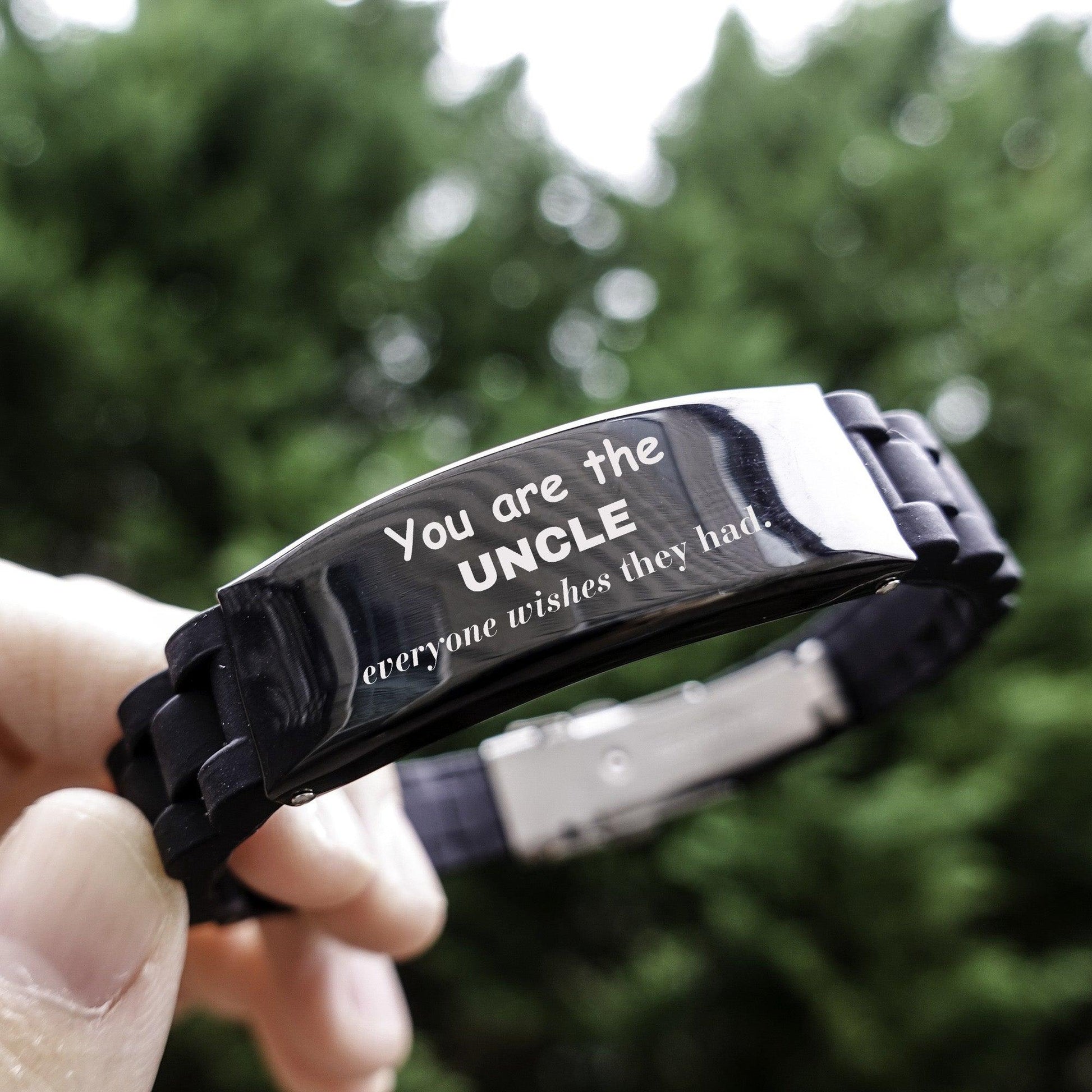 Uncle Black Glidelock Clasp Bracelet, Everyone wishes they had, Inspirational Bracelet For Uncle, Uncle Gifts, Birthday Christmas Unique Gifts For Uncle - Mallard Moon Gift Shop