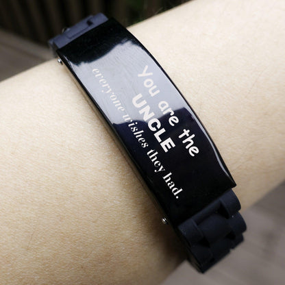 Uncle Black Glidelock Clasp Bracelet, Everyone wishes they had, Inspirational Bracelet For Uncle, Uncle Gifts, Birthday Christmas Unique Gifts For Uncle - Mallard Moon Gift Shop
