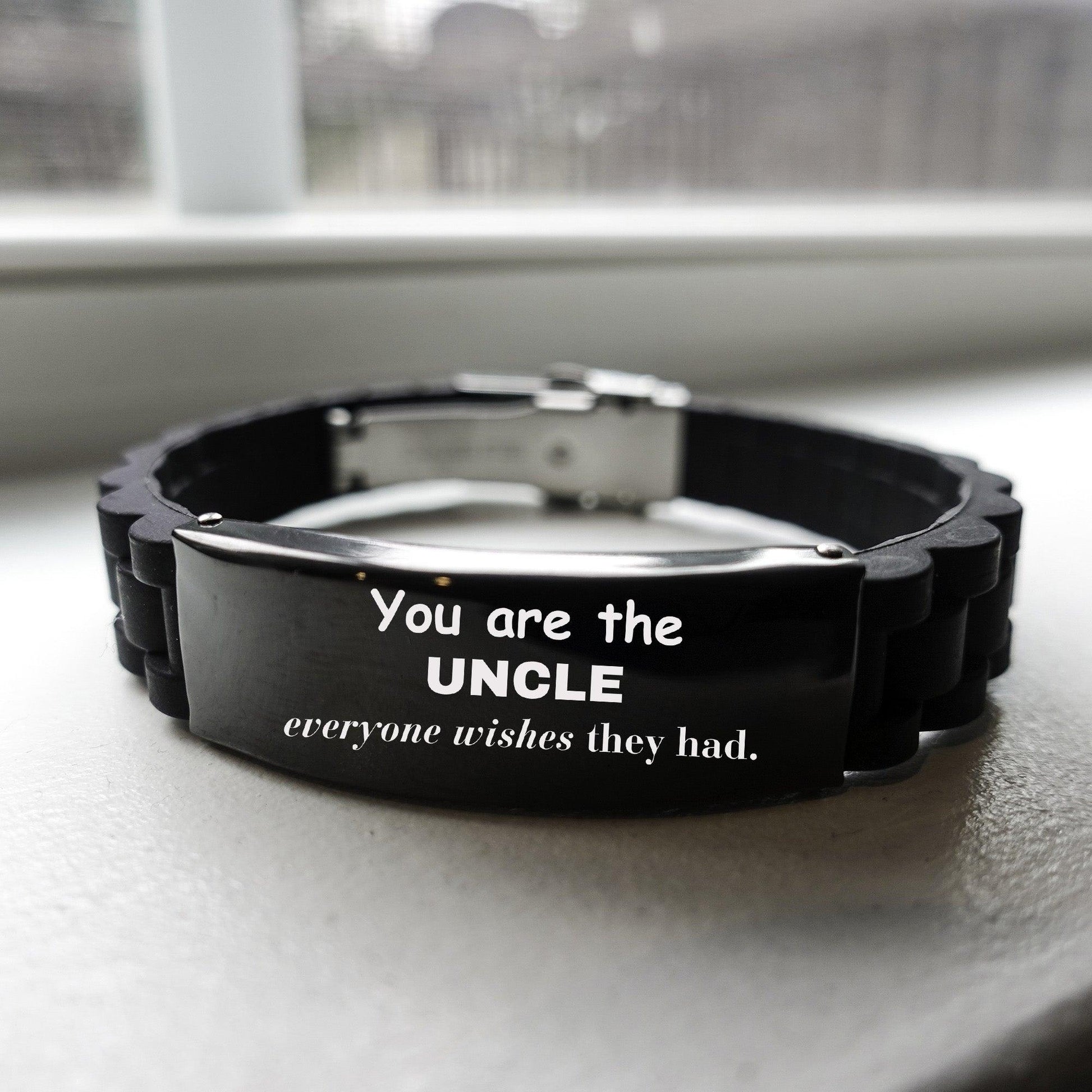 Uncle Black Glidelock Clasp Bracelet, Everyone wishes they had, Inspirational Bracelet For Uncle, Uncle Gifts, Birthday Christmas Unique Gifts For Uncle - Mallard Moon Gift Shop