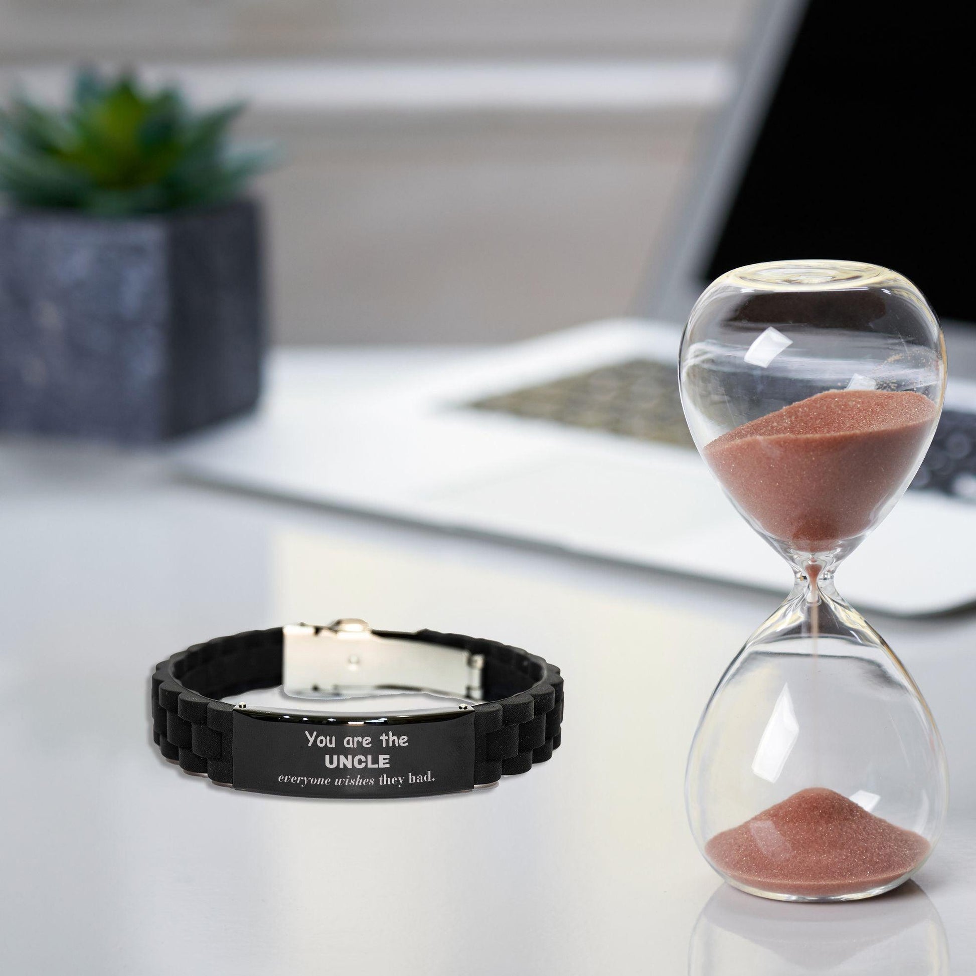 Uncle Black Glidelock Clasp Bracelet, Everyone wishes they had, Inspirational Bracelet For Uncle, Uncle Gifts, Birthday Christmas Unique Gifts For Uncle - Mallard Moon Gift Shop