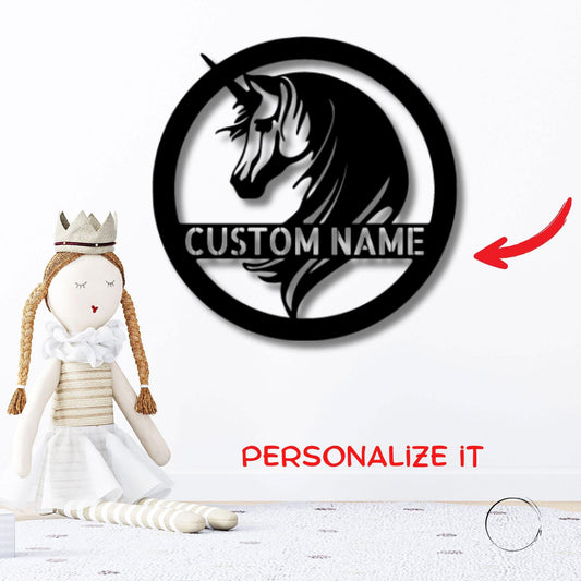 Unicorn Custom Name Metal Art Wall Sign - Enchant Your Home - Mallard Moon Gift Shop