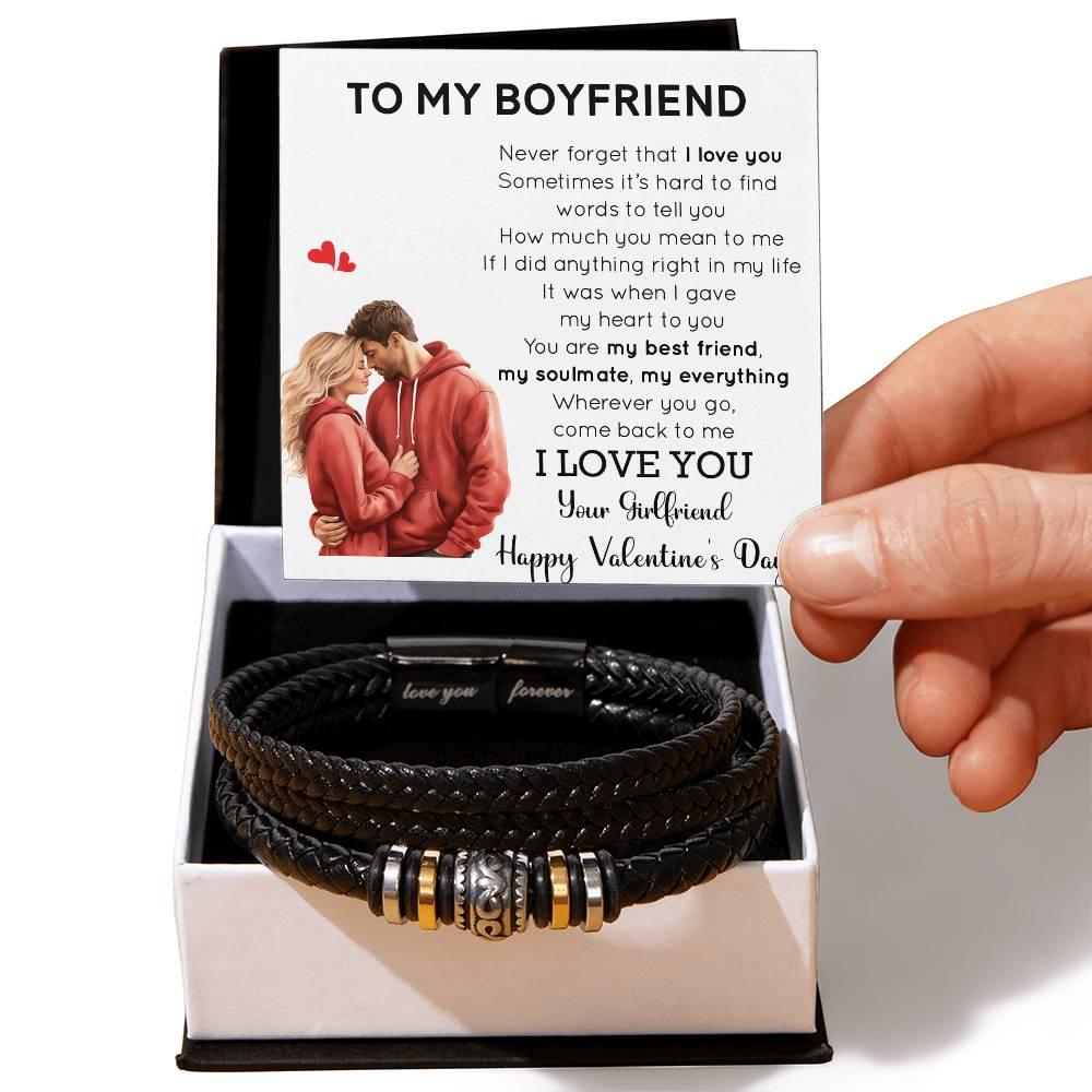 Valentine Gift for Boyfriend - You are my Best Friend, My Soulmate, My Everything Braided Vegan Leather Bracelet - Mallard Moon Gift Shop
