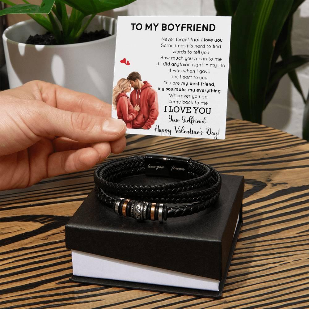 Valentine Gift for Boyfriend - You are my Best Friend, My Soulmate, My Everything Braided Vegan Leather Bracelet - Mallard Moon Gift Shop