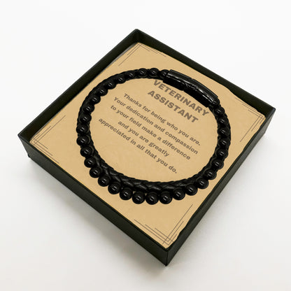 Veterinary Assistant Bracelet – Genuine Stone & Leather Braided Bracelet with Gift Box and Message Card - Mallard Moon Gift Shop
