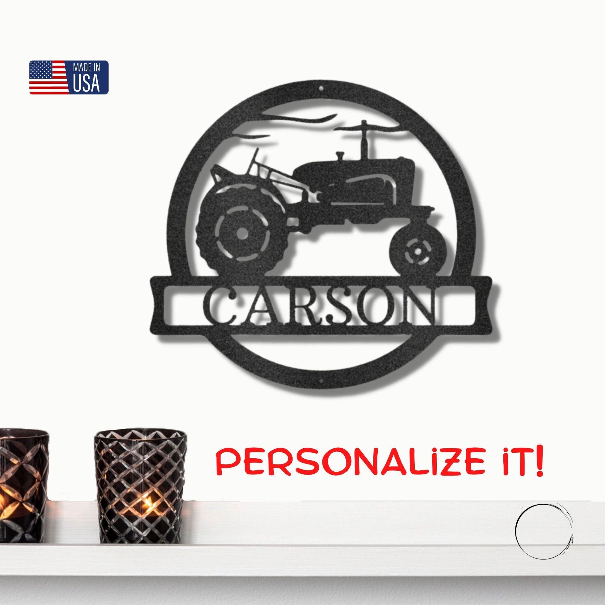 Vintage Tractor Personalized Metal Wall Art Sign - Mallard Moon Gift Shop