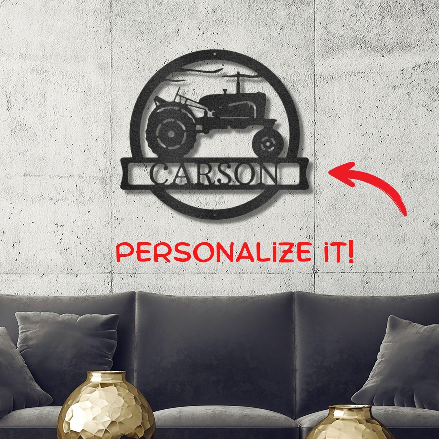 Vintage Tractor Personalized Metal Wall Art Sign - Mallard Moon Gift Shop