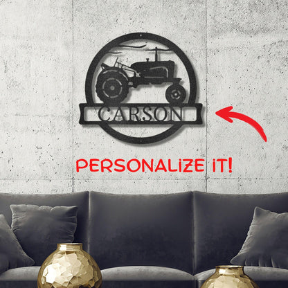 Vintage Tractor Personalized Metal Wall Art Sign - Mallard Moon Gift Shop