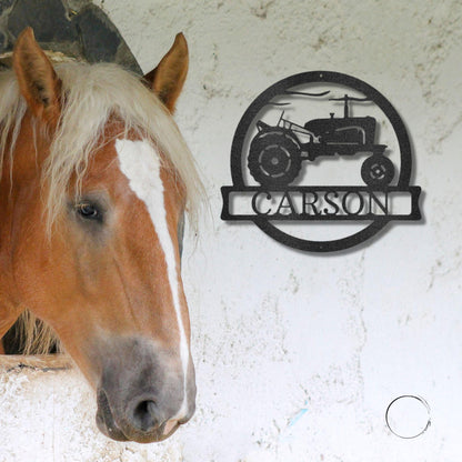 Vintage Tractor Personalized Metal Wall Art Sign - Mallard Moon Gift Shop