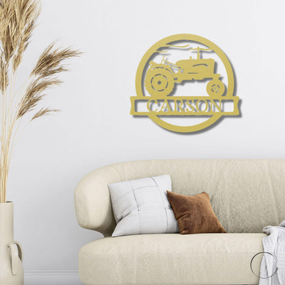 Vintage Tractor Personalized Metal Wall Art Sign - Mallard Moon Gift Shop