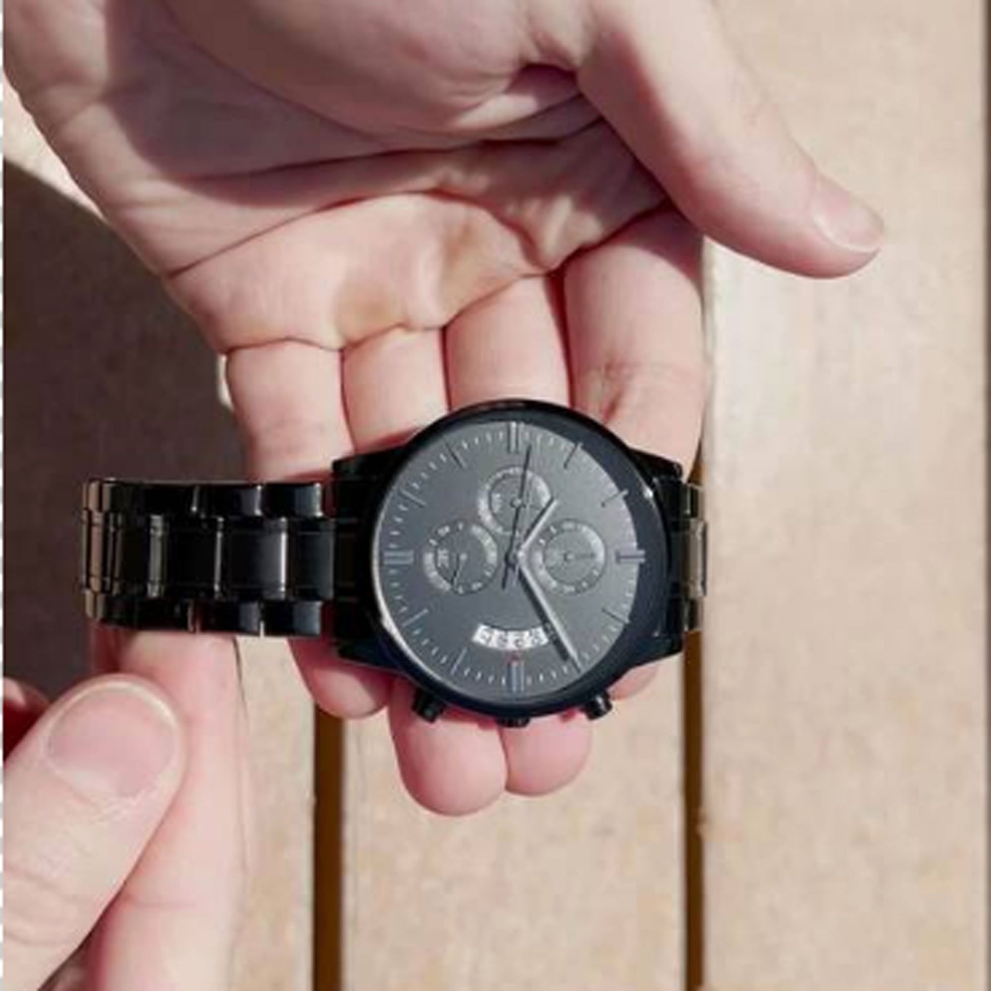 To My Amazing Dad - Legacy of Strength Watch | Sentimental Father's Day Gift from Son or Daughter | Luxury Black Chronograph Stainless Steel Watch with Heartfelt Message Card - Mallard Moon Gift Shop