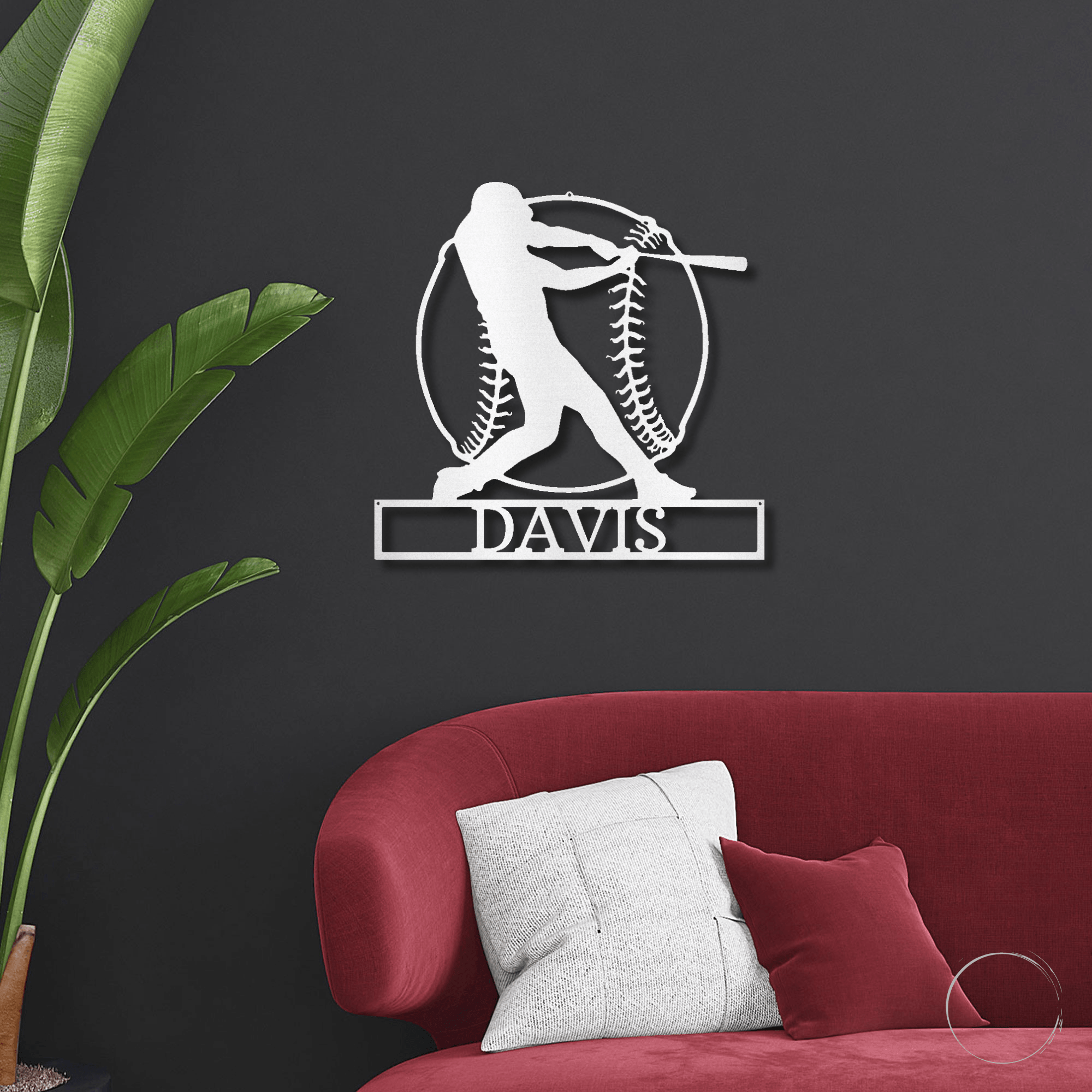 Baseball Batter Custom Name Metal Art Wall Sign - Mallard Moon Gift Shop