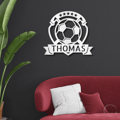 Soccer Plaque Custom Name Steel Wall Sign - Mallard Moon Gift Shop