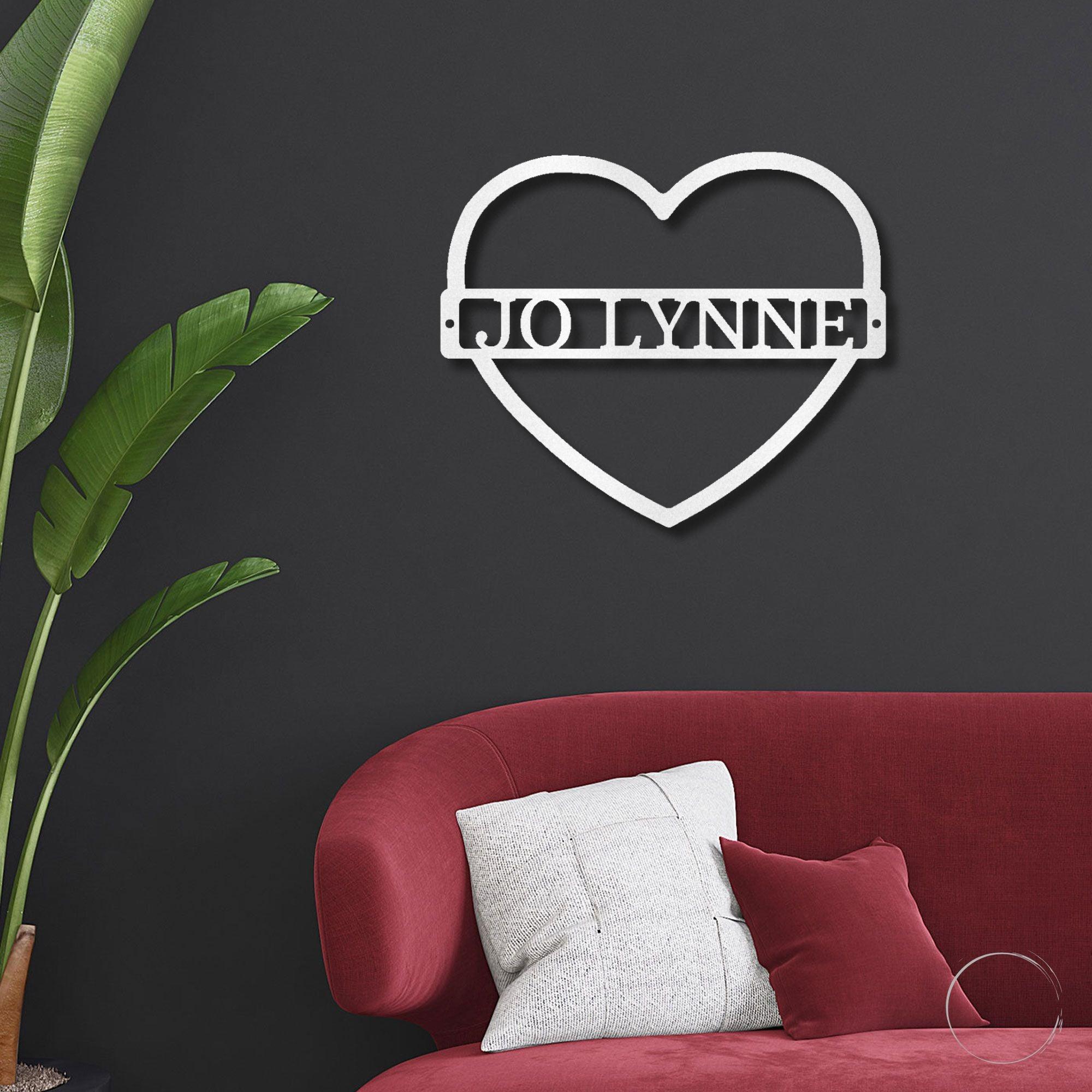 Custom Heart Shaped Monogram Personalized Steel Wall Sign - Mallard Moon Gift Shop