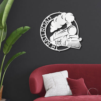 Steam Locomotive Train Custom Name Metal Art Wall Sign - Mallard Moon Gift Shop