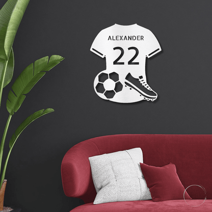 Soccer Jersey Monogram Custom Name Steel Sign Metal Wall Art - Mallard Moon Gift Shop