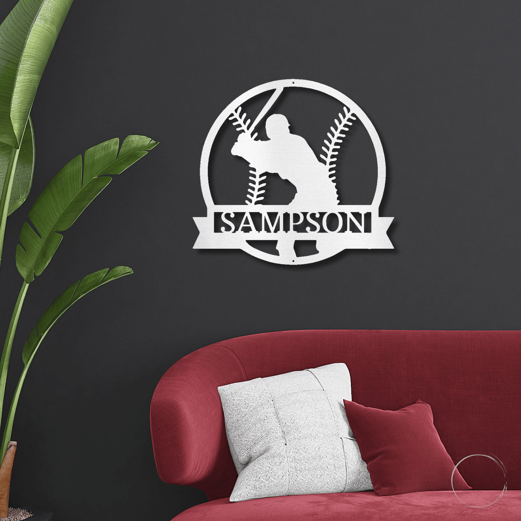 Baseball Player Custom Name Metal Art Wall Sign - Mallard Moon Gift Shop