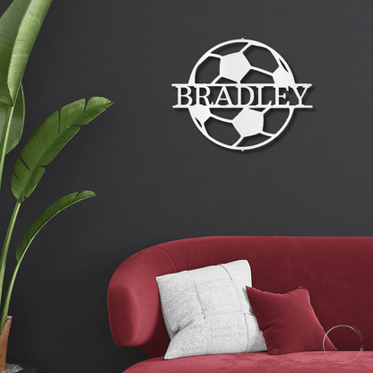 Soccer Ball Custom Name Steel Wall Sign - Mallard Moon Gift Shop