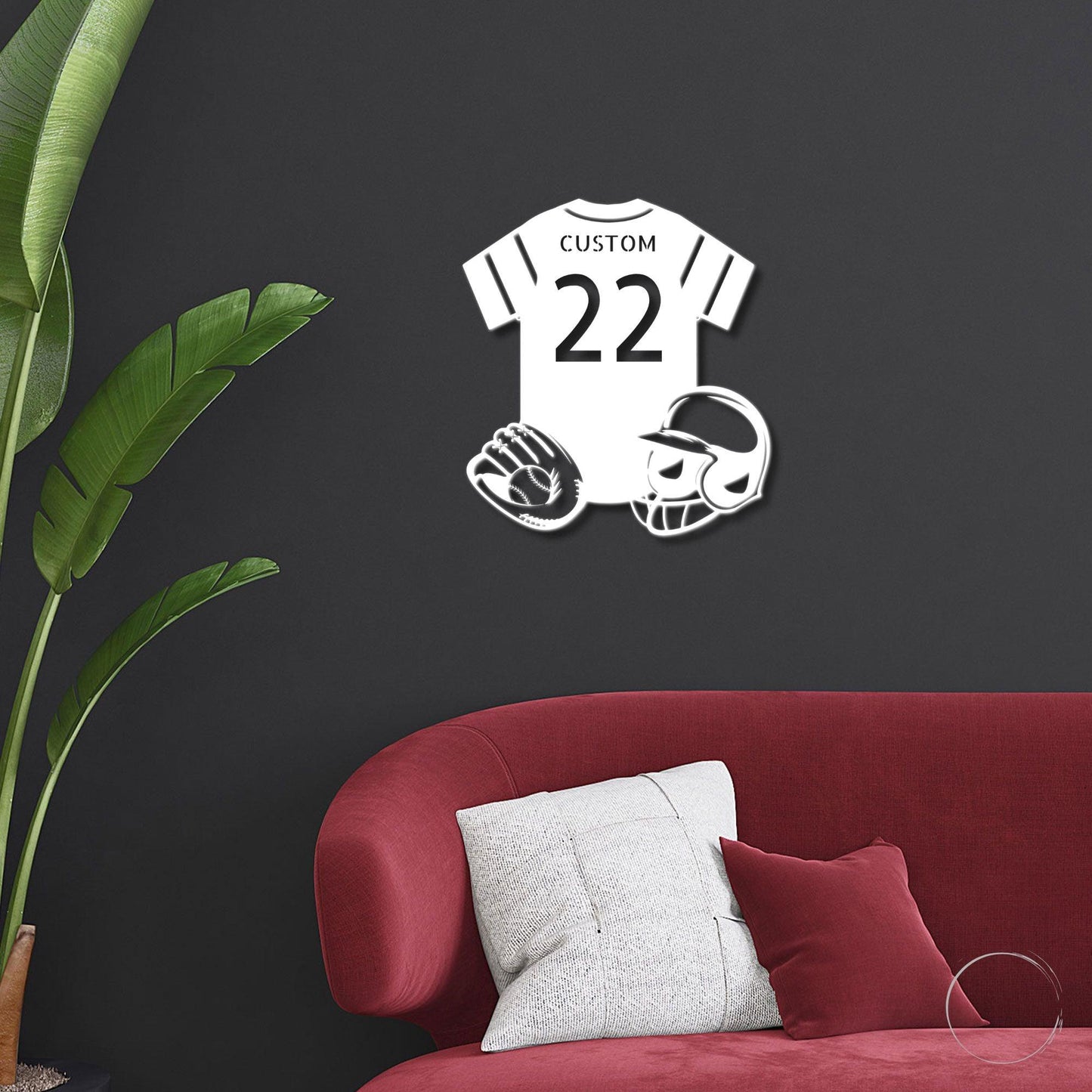 Baseball Gear Custom Name and Jersey Number Metal Wall Sign - Mallard Moon Gift Shop