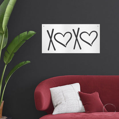 XOXO Hugs and Kisses Indoor Outdoor Steel Wall Sign - Mallard Moon Gift Shop