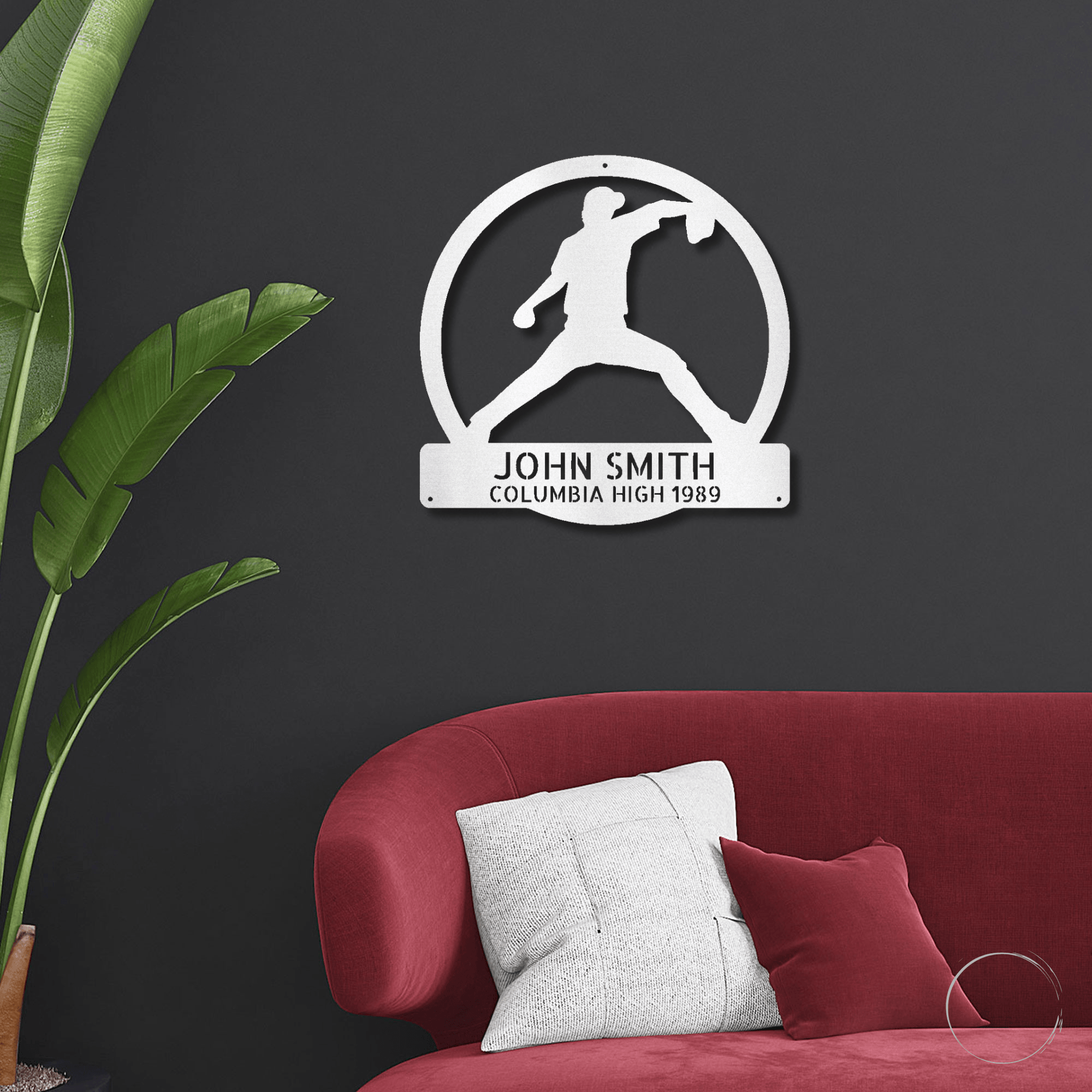 Baseball Pitcher Custom Name Metal Art Wall Sign - Mallard Moon Gift Shop