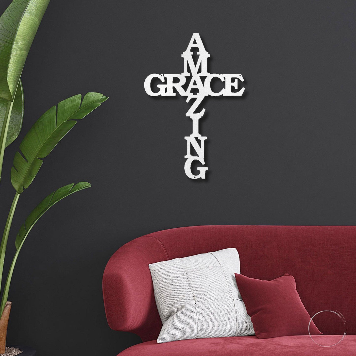 Amazing Grace Cross Metal Art Wall Sign - Mallard Moon Gift Shop