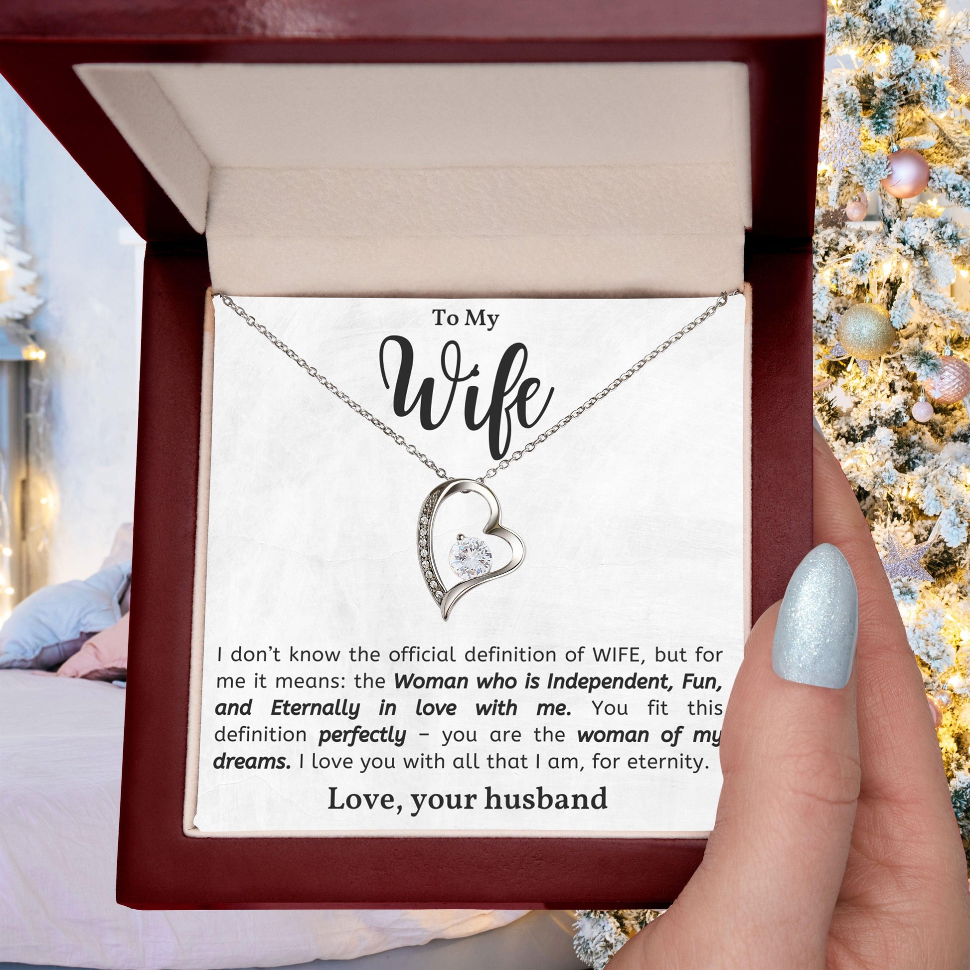 To My Wife - Woman of My Dreams - Forever Love Heart Pendant Necklace - Mallard Moon Gift Shop
