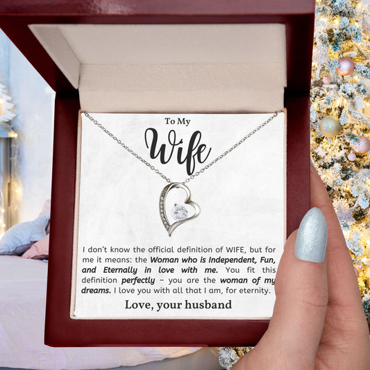 To My Wife - Woman of My Dreams - Forever Love Heart Pendant Necklace - Mallard Moon Gift Shop
