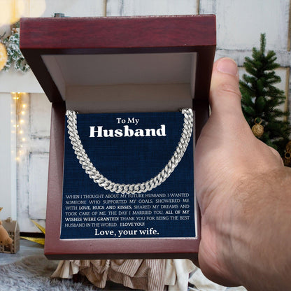 To The Best Husband In The World Cuban Link Chain Necklace - Mallard Moon Gift Shop