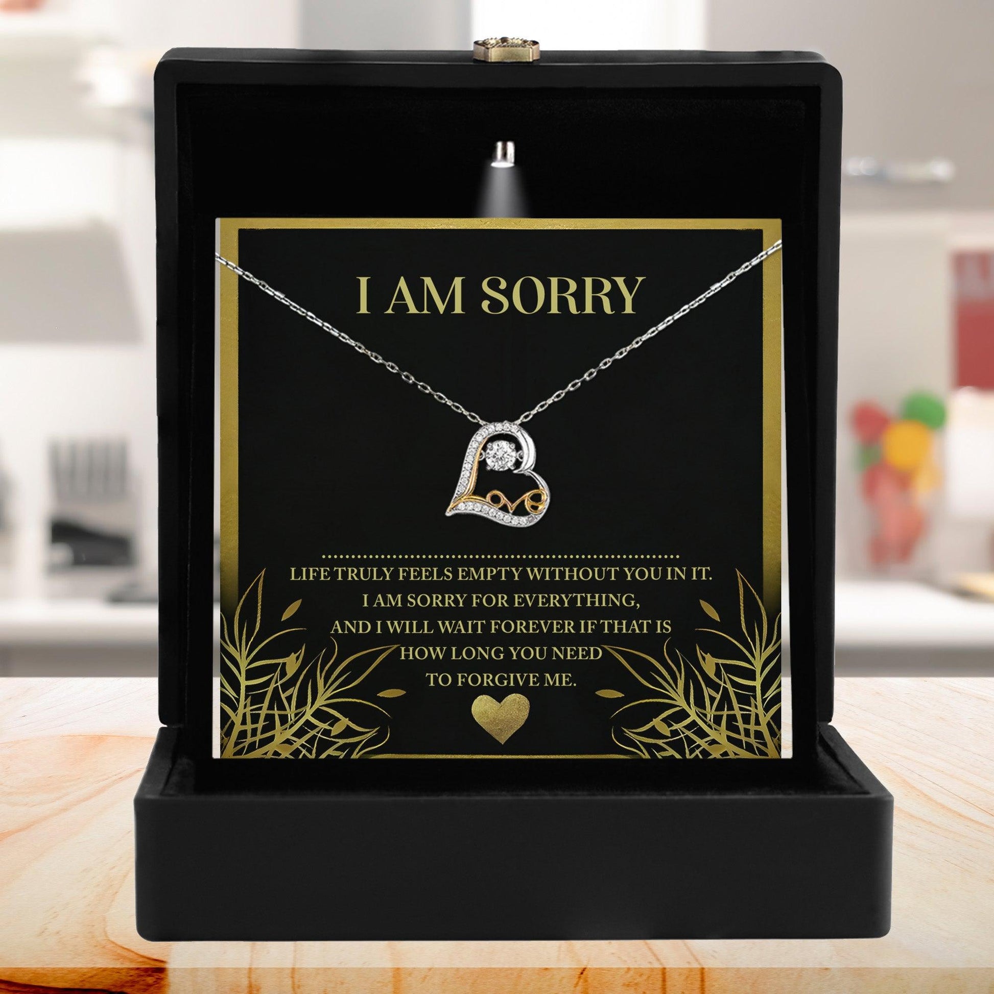 Apology Gift for Girlfriend, Wife, Soulmate - Sorry, Without You - Love Dancing Heart Pendant Necklace - Mallard Moon Gift Shop