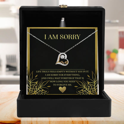 Apology Gift for Girlfriend, Wife, Soulmate - Sorry, Without You - Love Dancing Heart Pendant Necklace - Mallard Moon Gift Shop