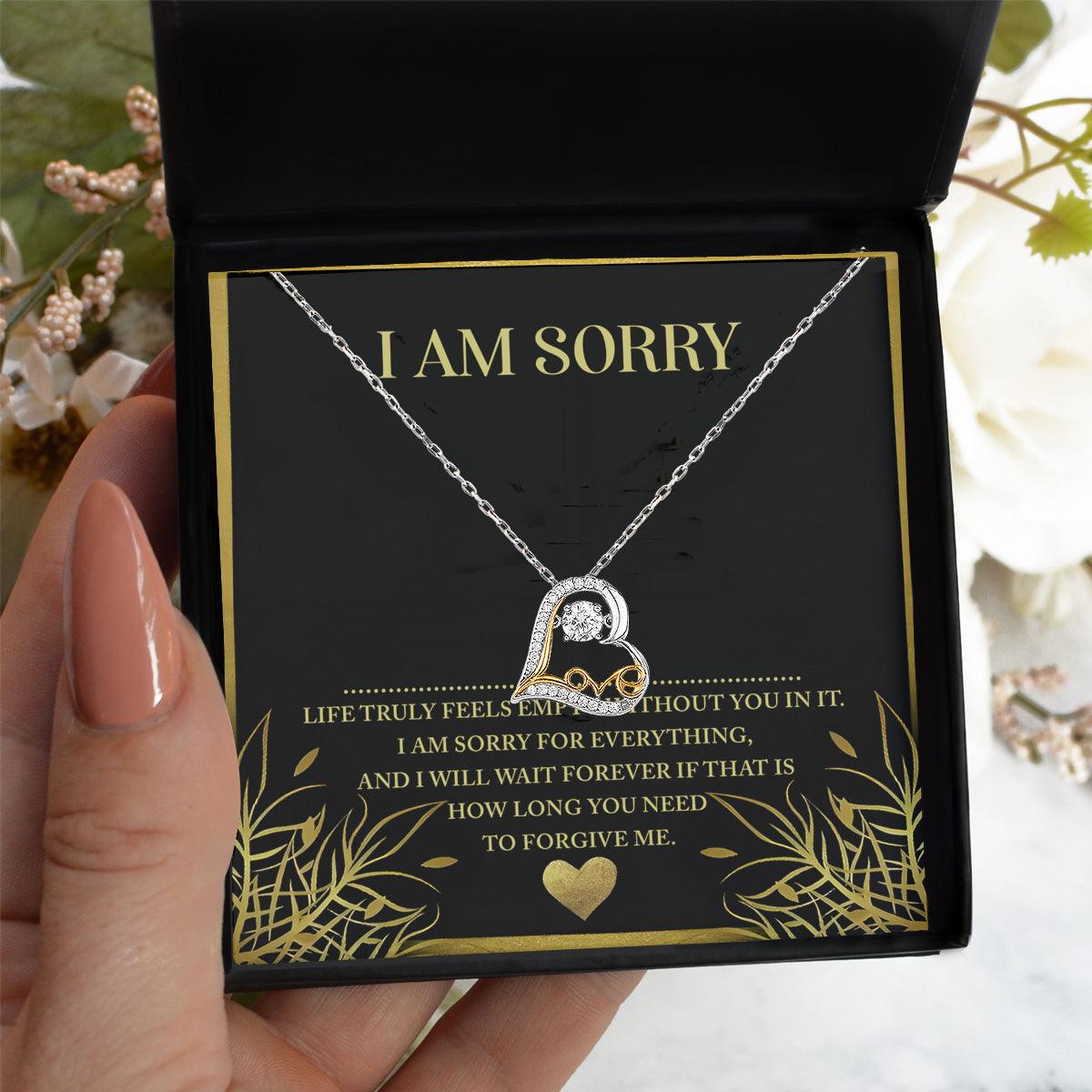 Apology Gift for Girlfriend, Wife, Soulmate - Sorry, Without You - Love Dancing Heart Pendant Necklace - Mallard Moon Gift Shop