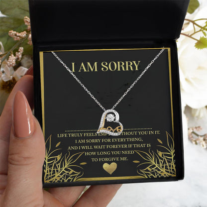 Apology Gift for Girlfriend, Wife, Soulmate - Sorry, Without You - Love Dancing Heart Pendant Necklace - Mallard Moon Gift Shop