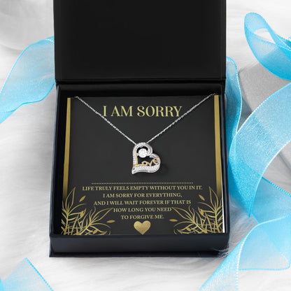 Apology Gift for Girlfriend, Wife, Soulmate - Sorry, Without You - Love Dancing Heart Pendant Necklace - Mallard Moon Gift Shop